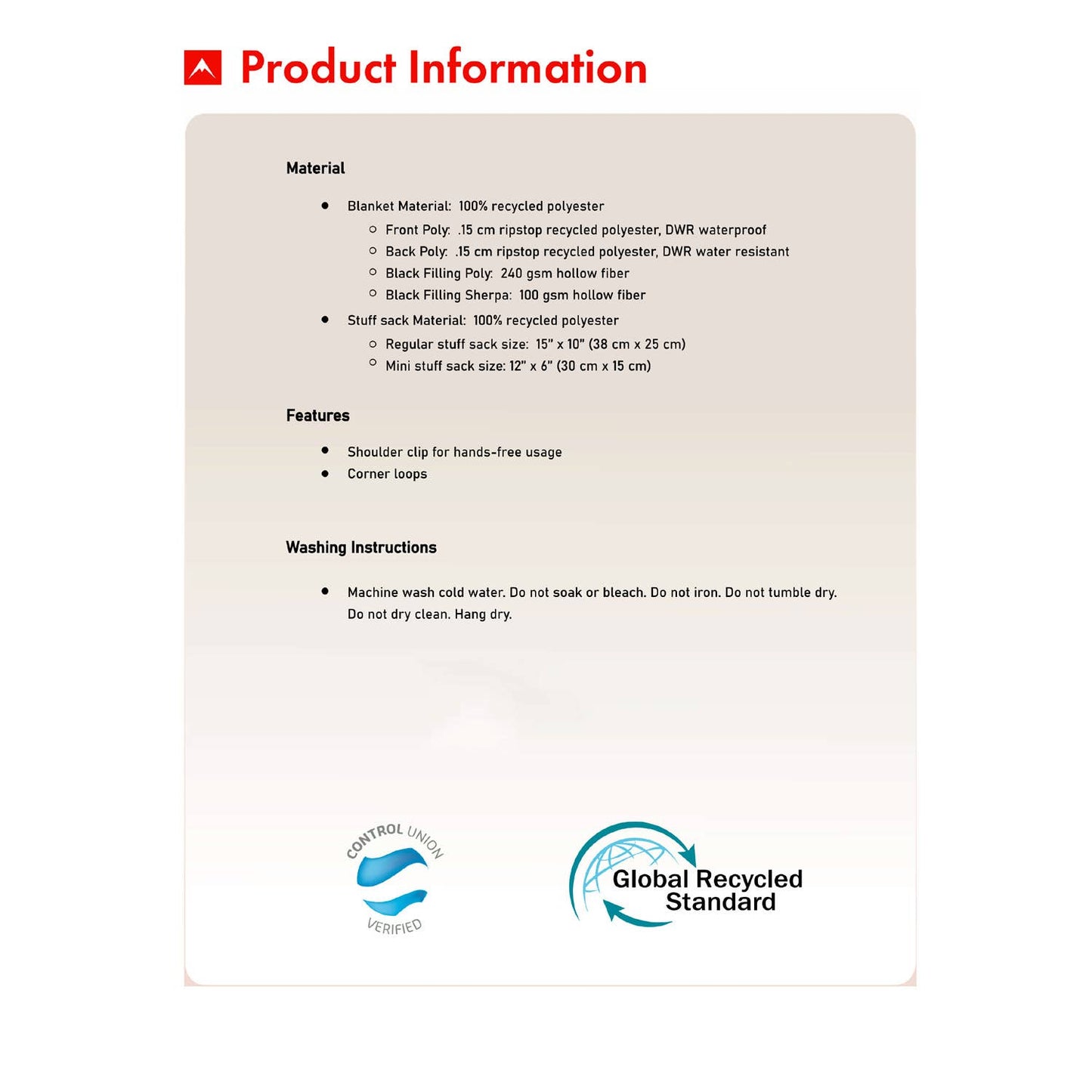 COLISCO Peaks Sherpa Eco-Performance Blanket - 52"x75"