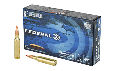 Federal, Varmint and Predator, V-Max, 6.5 Creedmoor, 95 Grain, 20 Round Box