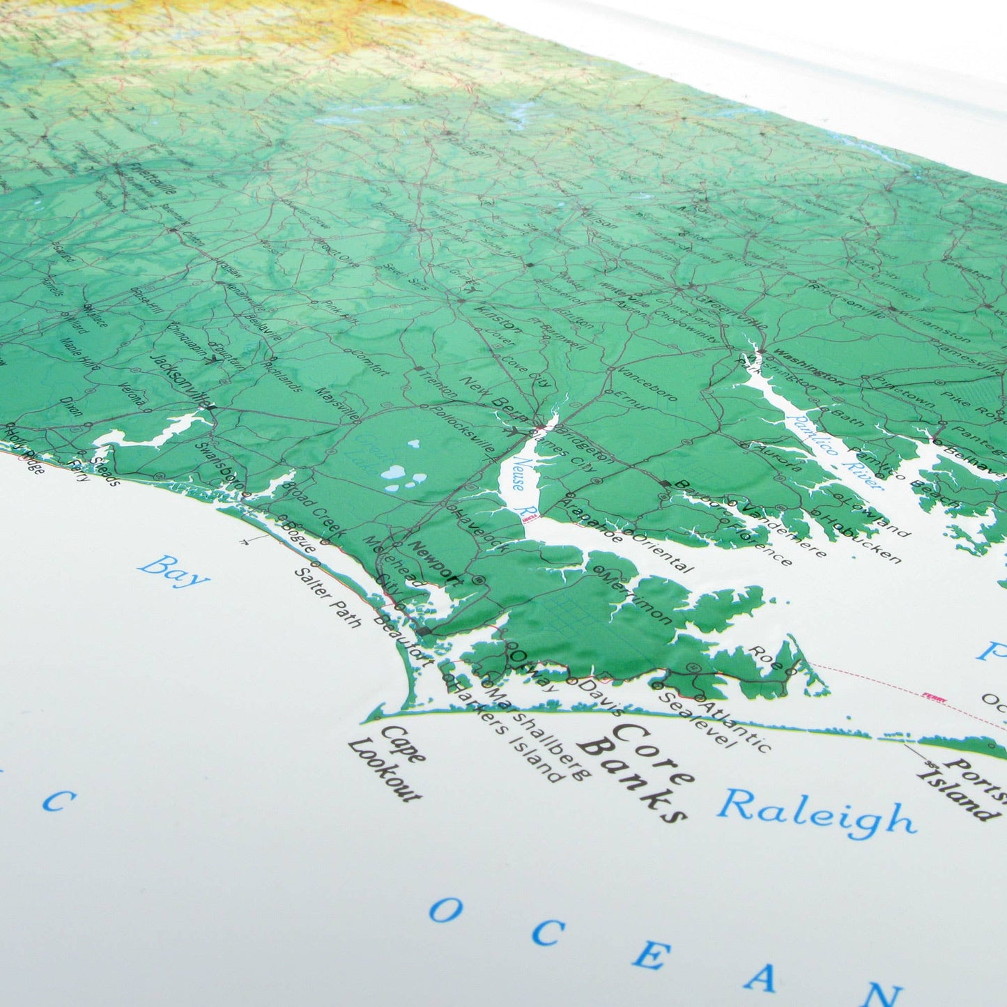 North Carolina Raised Relief Map by Hubbard