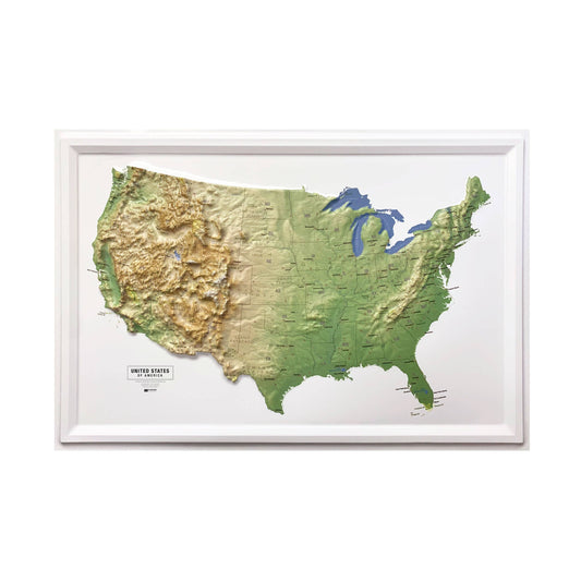 The United Classic States Raised Relief Map by Hubbard